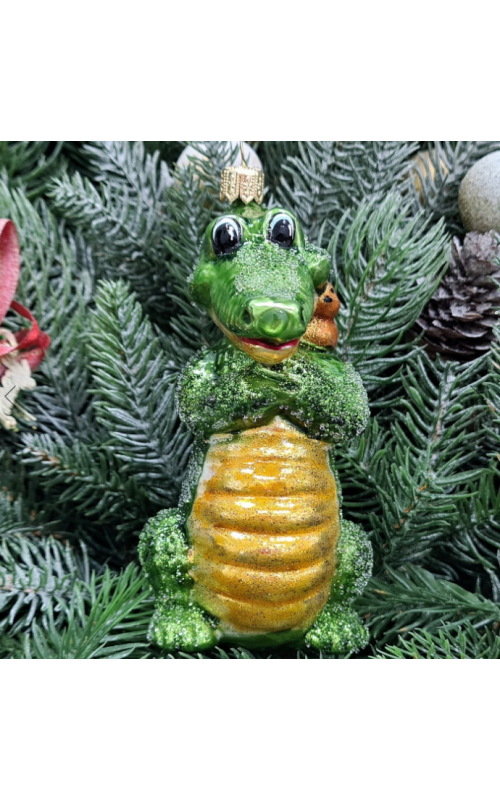 Стеклянная елочная игрушка Крокодил из айболита