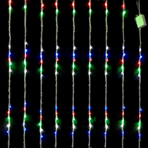 Занавес светодиодный 216 л. 2*2 м прозрачный провод цветной