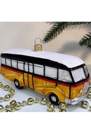 Стеклянная елочная игрушка Автобус