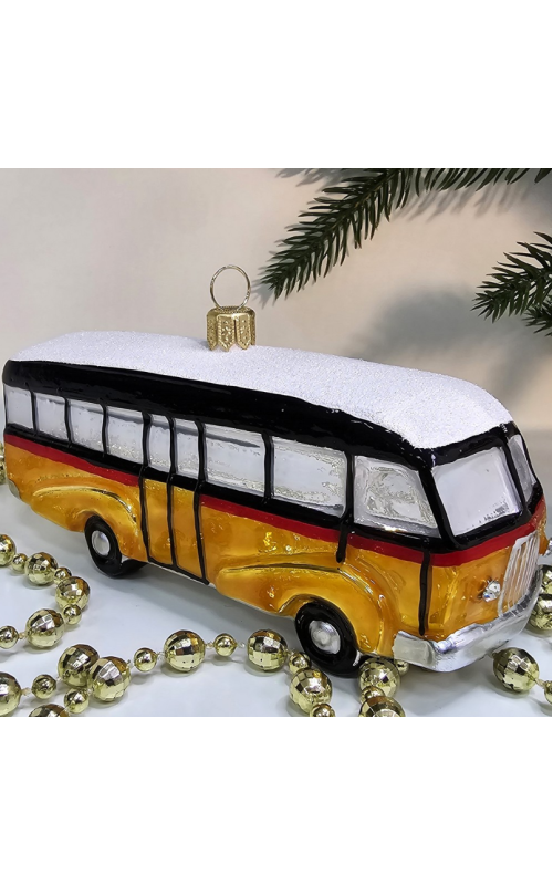 Стеклянная елочная игрушка Автобус