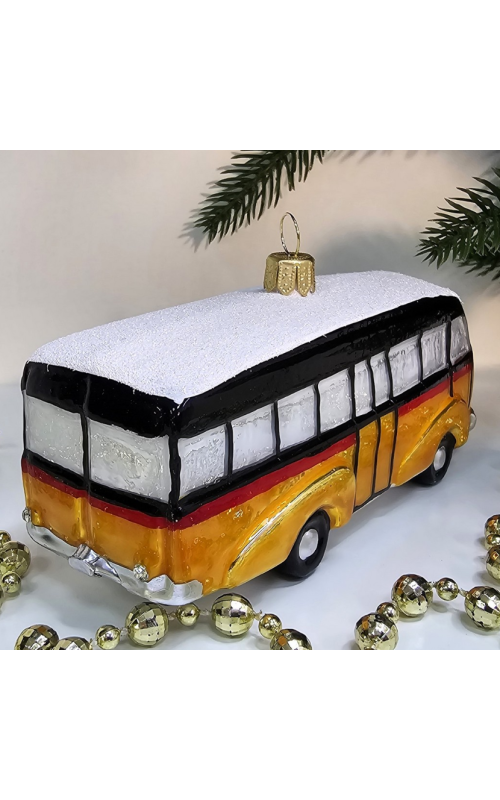 Стеклянная елочная игрушка Автобус