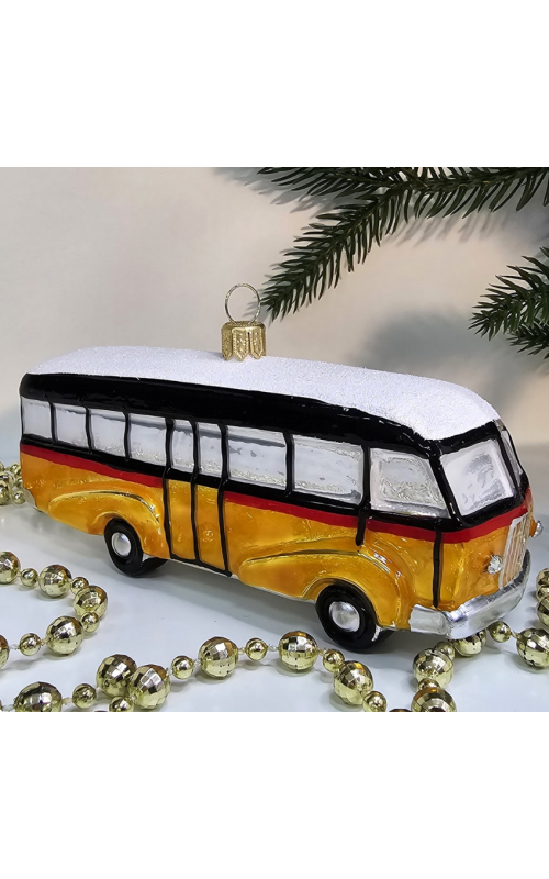 Стеклянная елочная игрушка Автобус