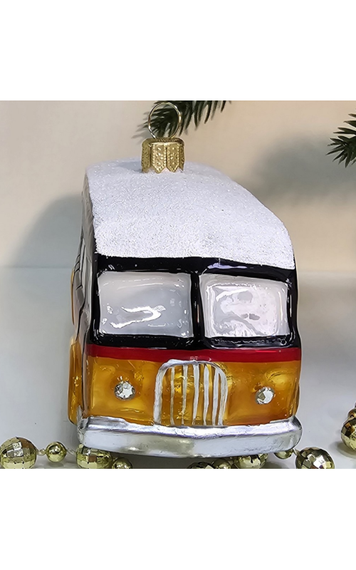 Стеклянная елочная игрушка Автобус