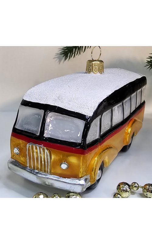 Стеклянная елочная игрушка Автобус