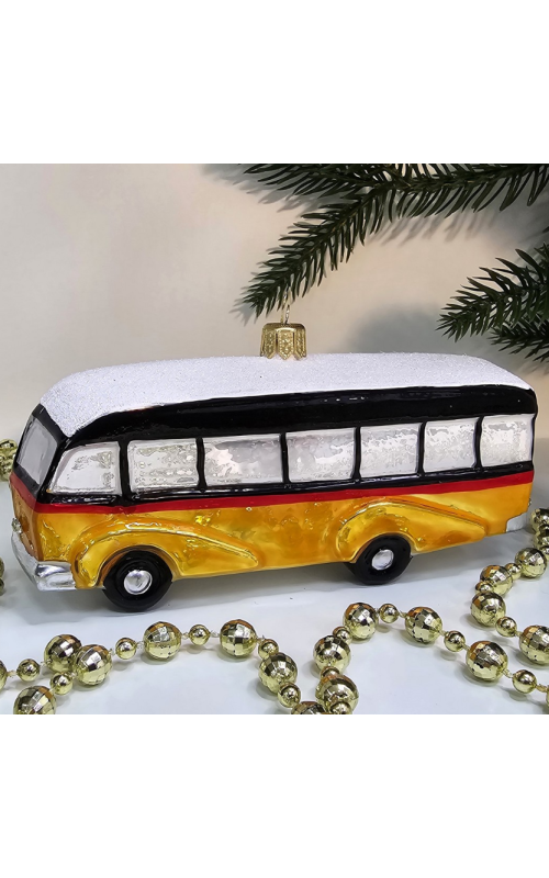 Стеклянная елочная игрушка Автобус