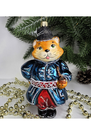 Стеклянная елочная игрушка Котофей, 1-1656