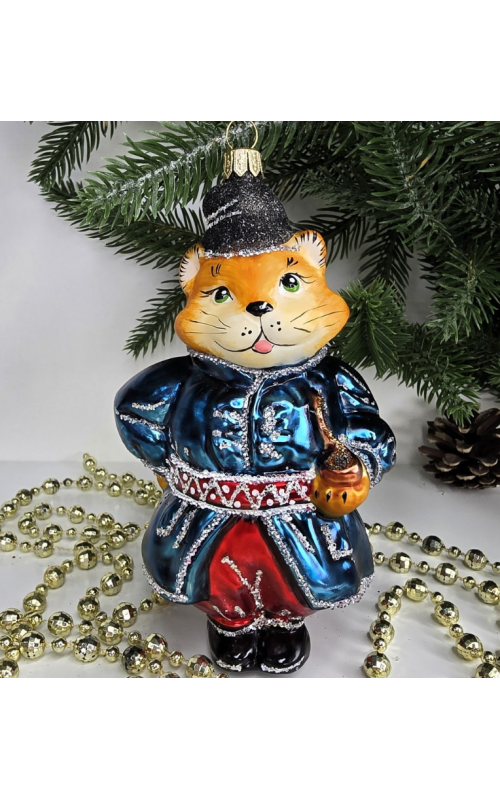 Стеклянная елочная игрушка Котофей, 1-1656