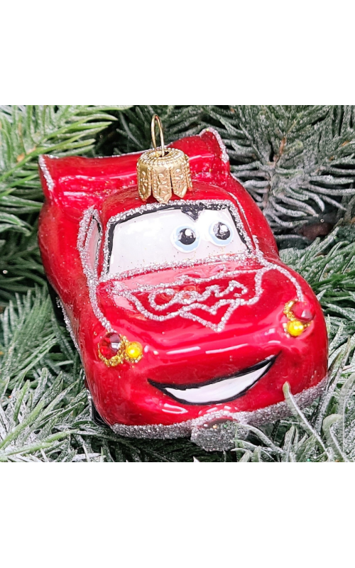 Стеклянная елочная игрушка Тачки