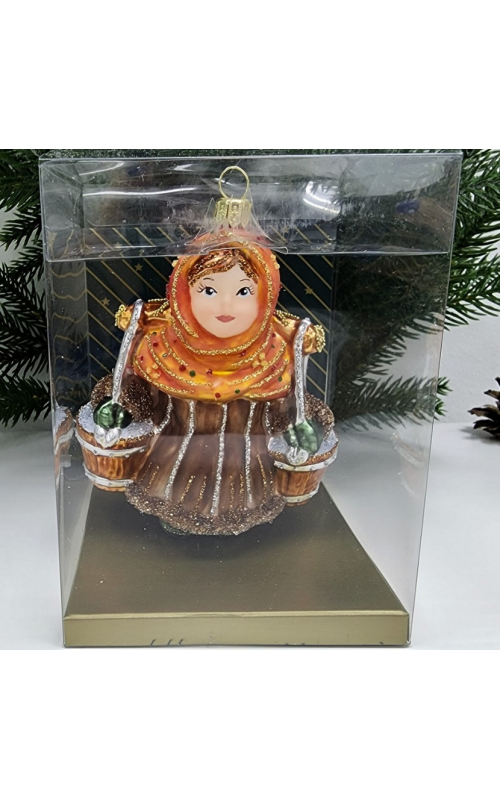Стеклянная елочная игрушка Девочка с коромыслом
