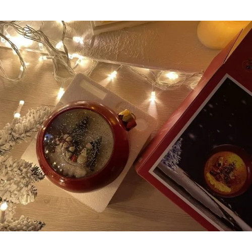 Новогодний музыкальный фонарик с подсветкой и снегом ёлочный шар Снеговик 16*16 см (батарейки)