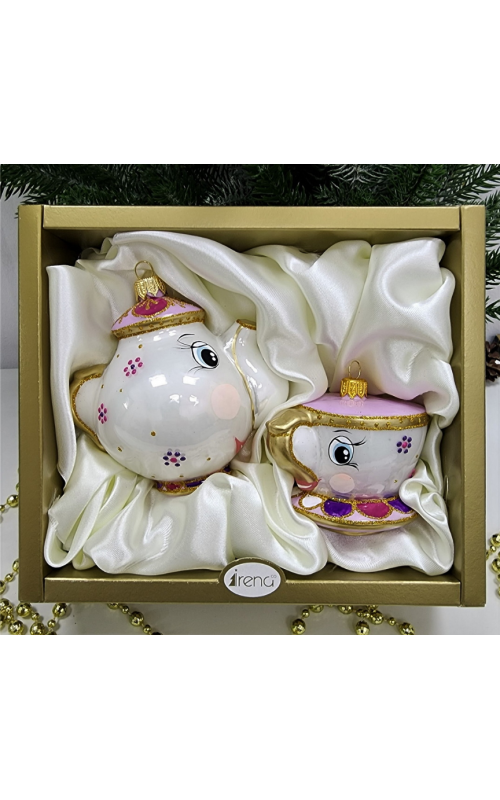 Набор ёлочных игрушек Чайник и чашка (Красавица и чудовище)