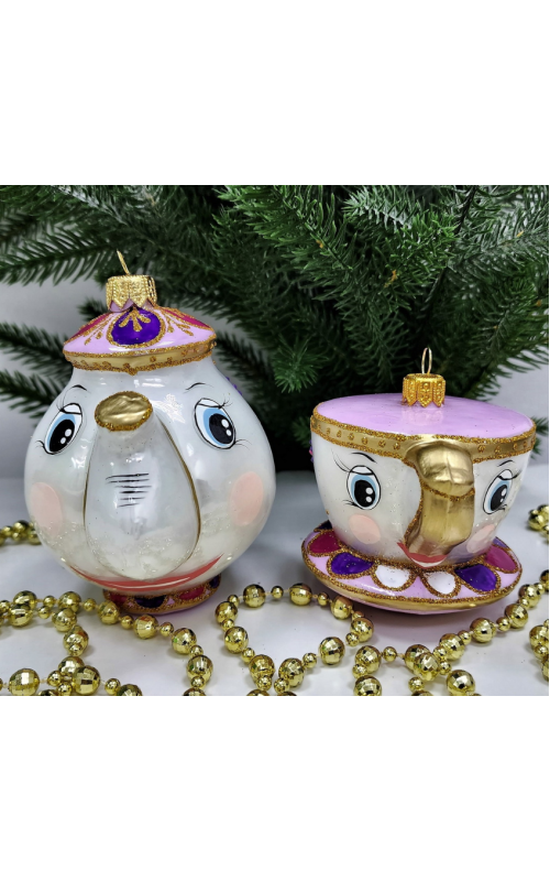 Набор ёлочных игрушек Чайник и чашка (Красавица и чудовище)