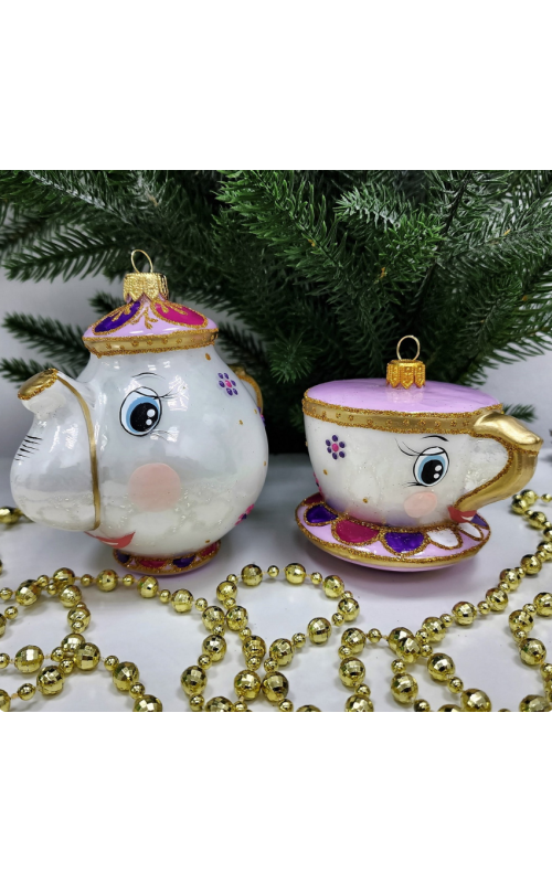 Набор ёлочных игрушек Чайник и чашка (Красавица и чудовище)