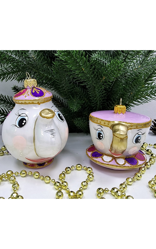 Набор ёлочных игрушек Чайник и чашка (Красавица и чудовище)