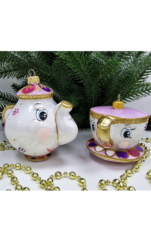 Набор ёлочных игрушек Чайник и чашка (Красавица и чудовище)