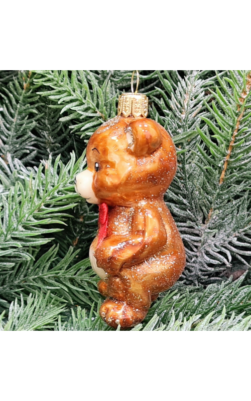 Стеклянная елочная игрушка Мишутка