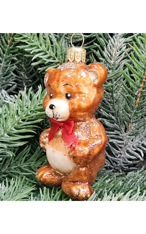 Стеклянная елочная игрушка Мишутка