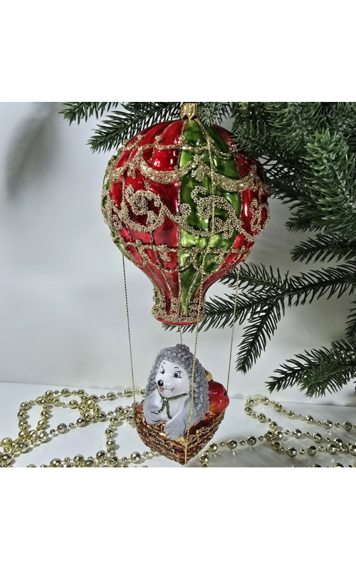 Ёлочная игрушка Ёжик на воздушном шаре