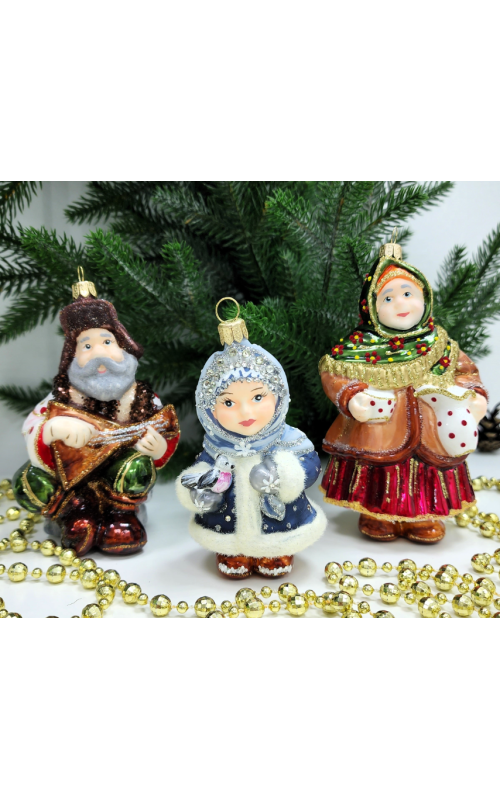 Набор ёлочных игрушек Бабка, дед и снегурочка