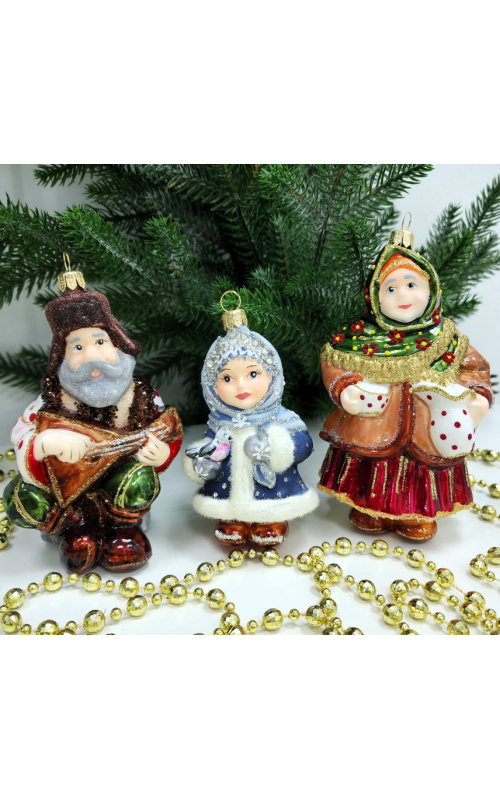 Набор ёлочных игрушек Бабка, дед и снегурочка