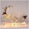 Новогодняя декорация олень с санями с подсветкой 100 см серебряный