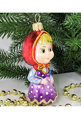 Стеклянная елочная игрушка Девочка в платье