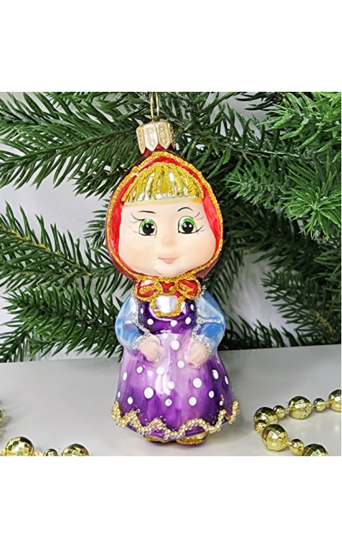 Стеклянная елочная игрушка Девочка в платье