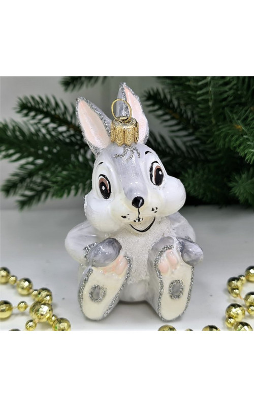 Стеклянная елочная игрушка Зайчик из Бемби