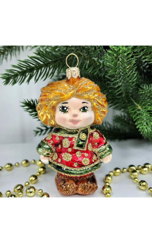 Стеклянная елочная игрушка Домовенок Кузя бордо, 1-1218