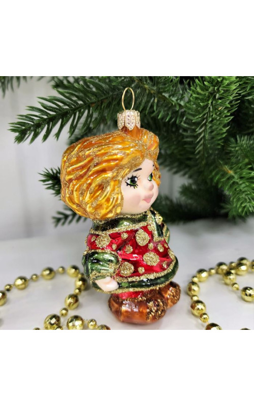 Стеклянная елочная игрушка Домовенок Кузя бордо, 1-1218