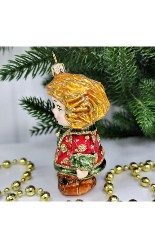 Стеклянная елочная игрушка Домовенок Кузя бордо, 1-1218