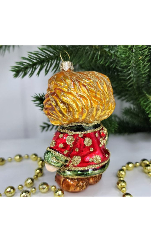 Стеклянная елочная игрушка Домовенок Кузя бордо, 1-1218