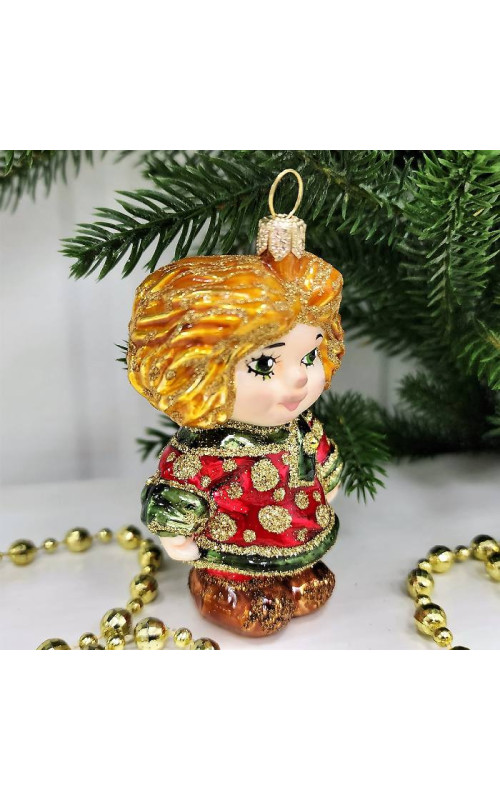 Стеклянная елочная игрушка Домовенок Кузя бордо, 1-1218