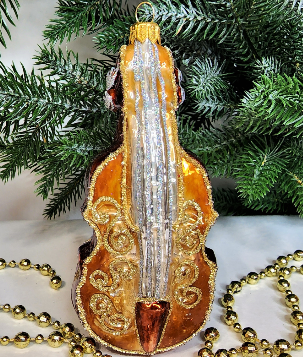 Стеклянная елочная игрушка Контрабас