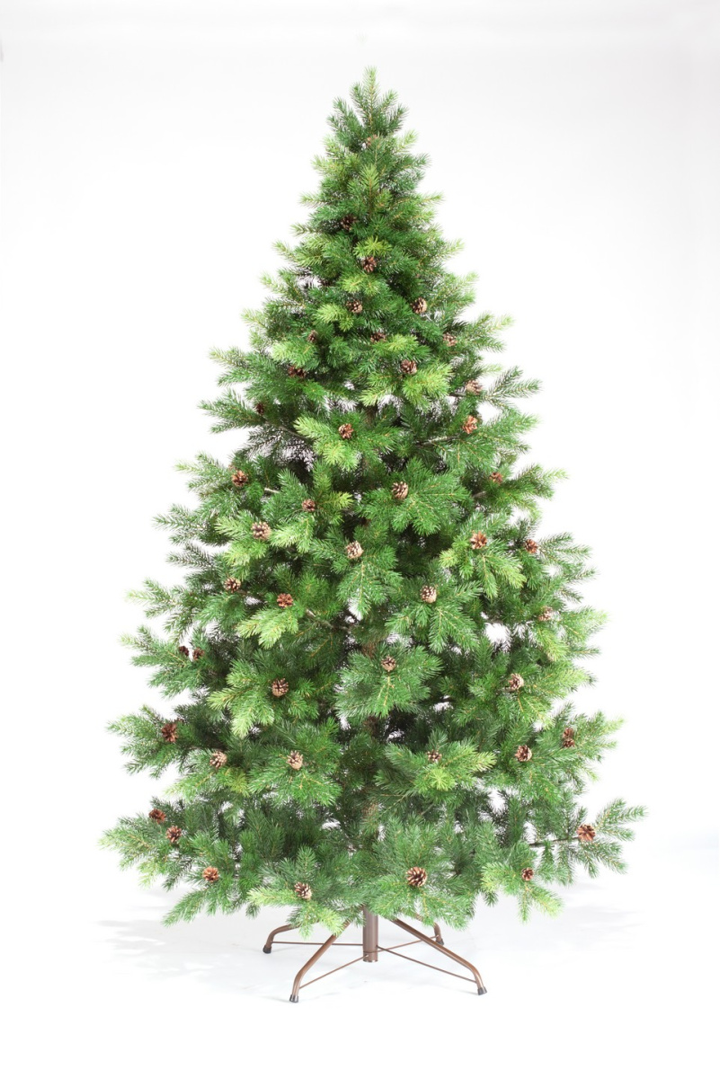 Елка искусственная литая Камчатская с шишками 250см