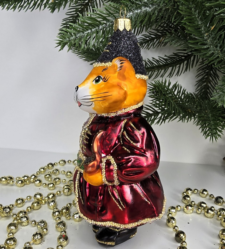 Стеклянная елочная игрушка Котофей, 1-1657