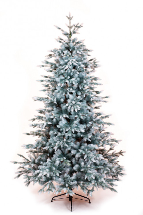 Елка искусственная литая Натуральная Голубая с белыми кончиками 215см