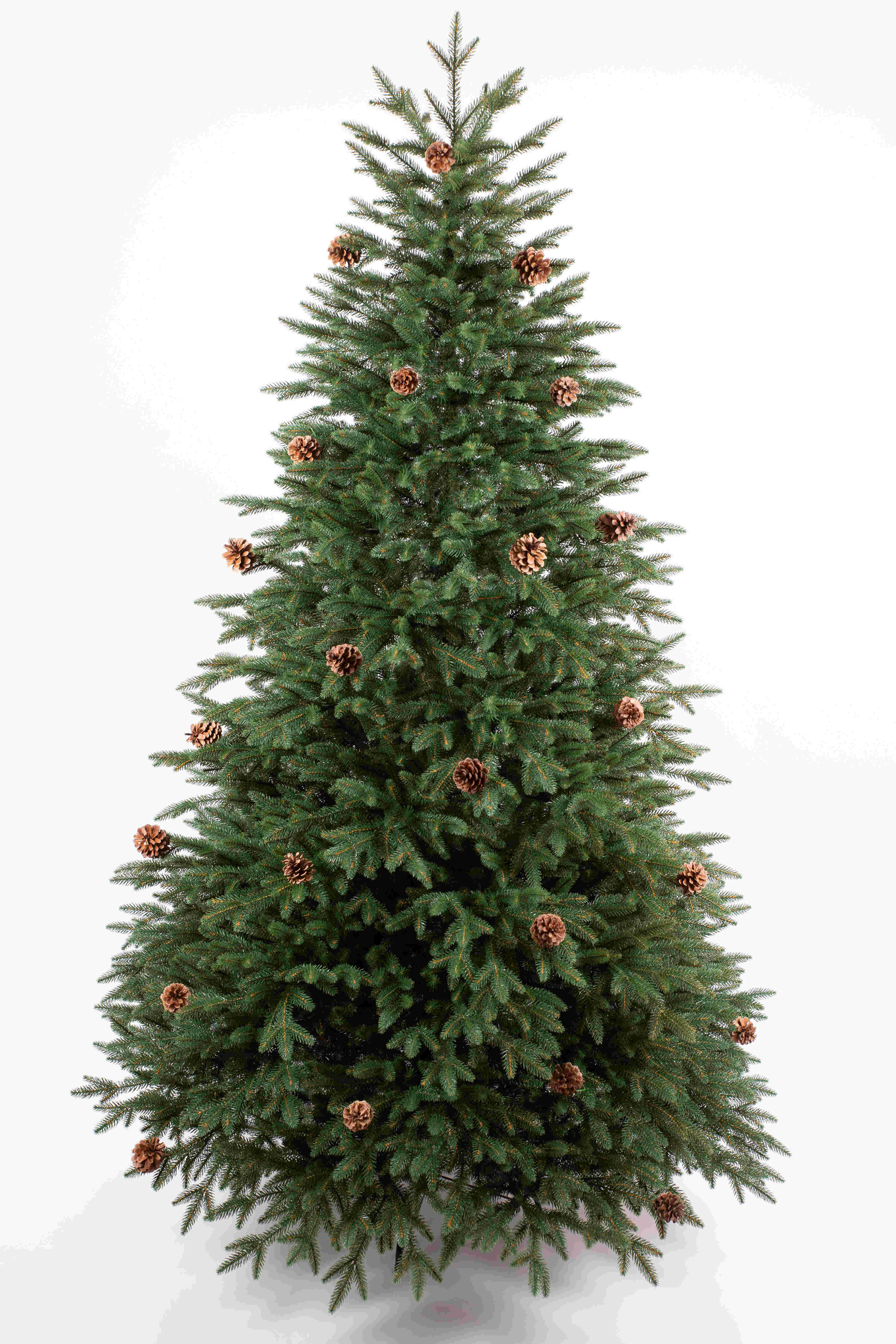 Елка искусственная литая Изумрудная с шишками 185см