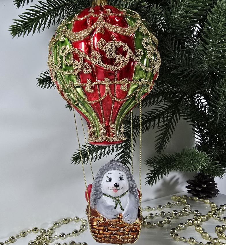 Ёлочная игрушка Ёжик на воздушном шаре